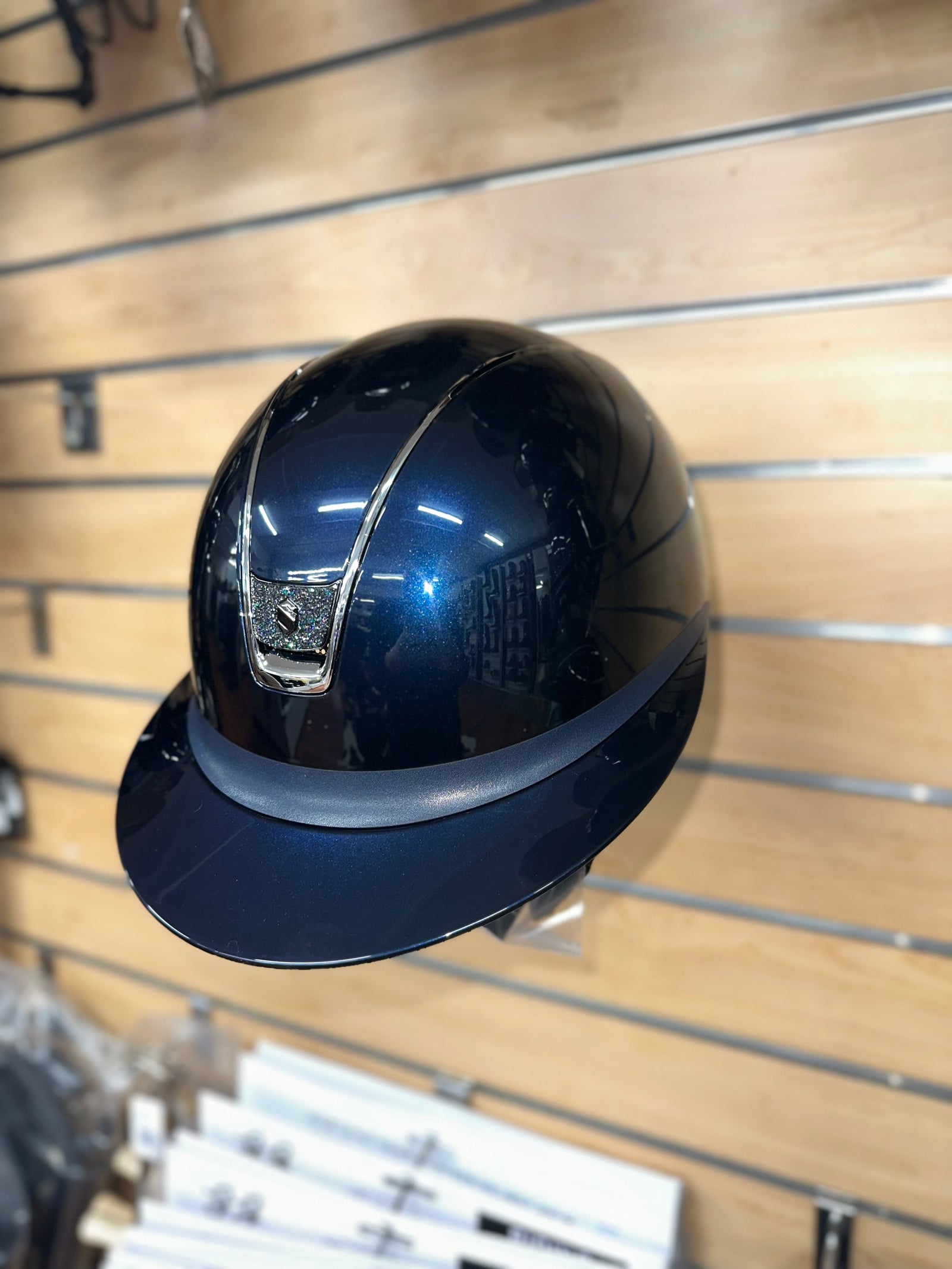 Samshield Miss Shield 2.0 Glossy Blue w Shell & Top w Leather Band Chrome Trim & Paradise Shine Ultra Fine Rock Blazon