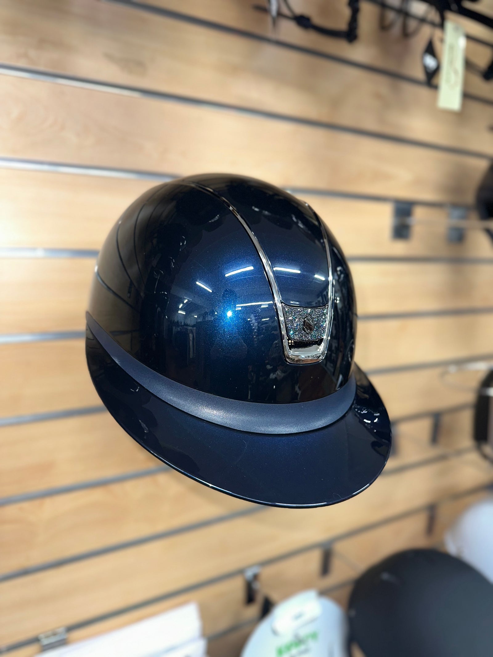 Samshield Miss Shield 2.0 Glossy Blue w Shell & Top w Leather Band Chrome Trim & Paradise Shine Ultra Fine Rock Blazon