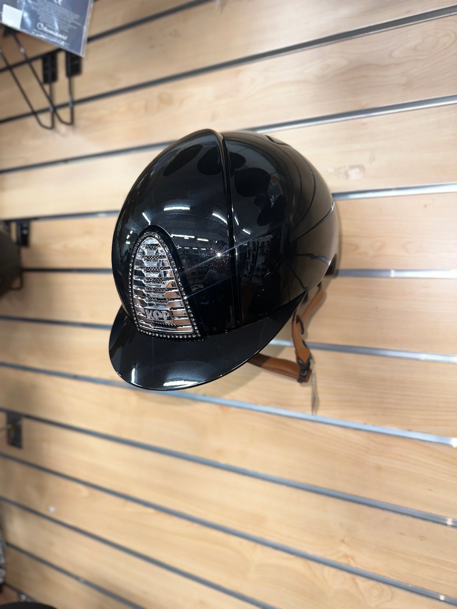 Kep Cromo 2.0 Polish Black with Leather Beige Chin Strap & Silver Night Crystal Frame