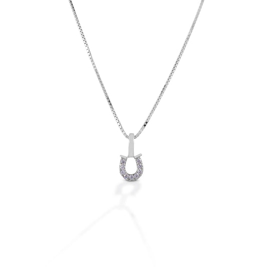Kelly Herd Necklace Clear Horseshoe Sterling Silver