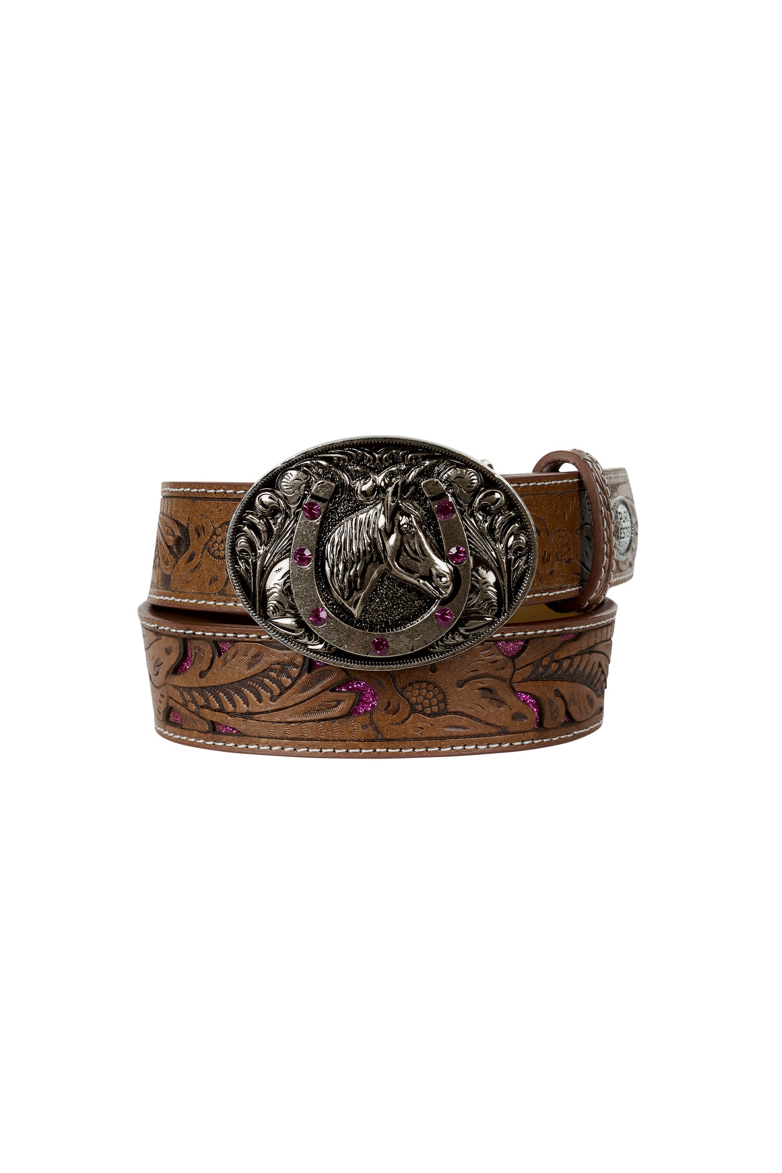 Pure Western Elsa Belt Tan/Hot Pink Kids