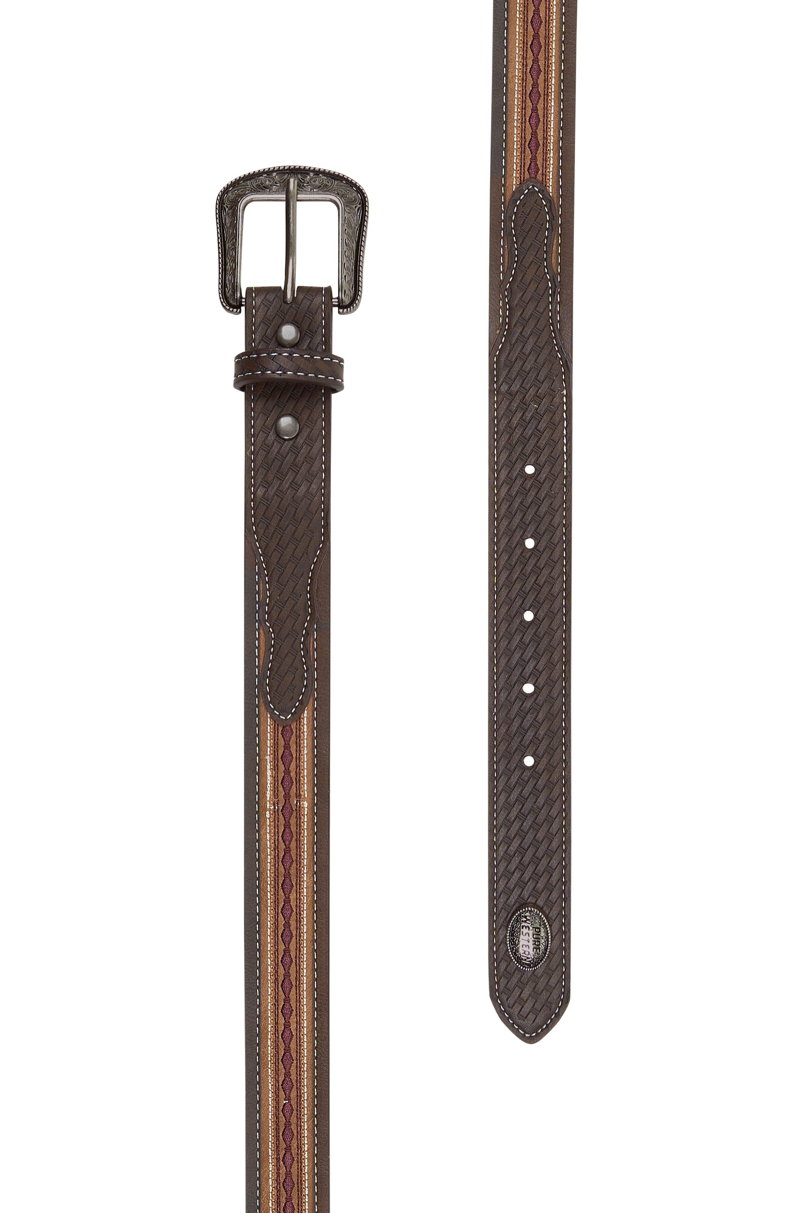 Pure Western Oscar Belt Chocolate-Tan Kids