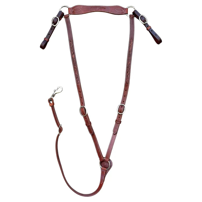 The "ASHLEIGH" USA Harness Leather - 2 Tone Herringbone plaited show & competition breastplate