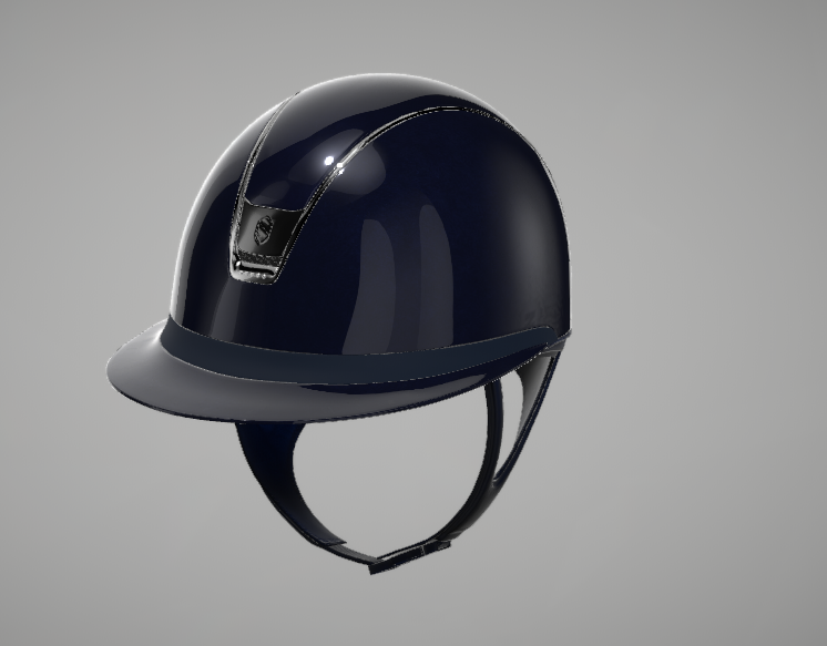 Samshield Miss Shield 2.0 Glossy Blue Shell and Top with Blue Leather Frontal Band and Blk Chrome Blazon and 5 Swar Crystal Trim