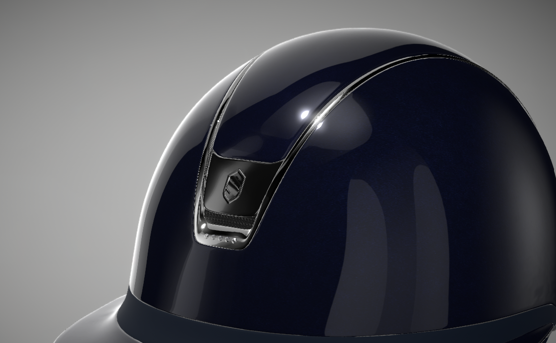 Samshield Miss Shield 2.0 Glossy Blue Shell and Top with Blue Leather Frontal Band and Blk Chrome Blazon and 5 Swar Crystal Trim