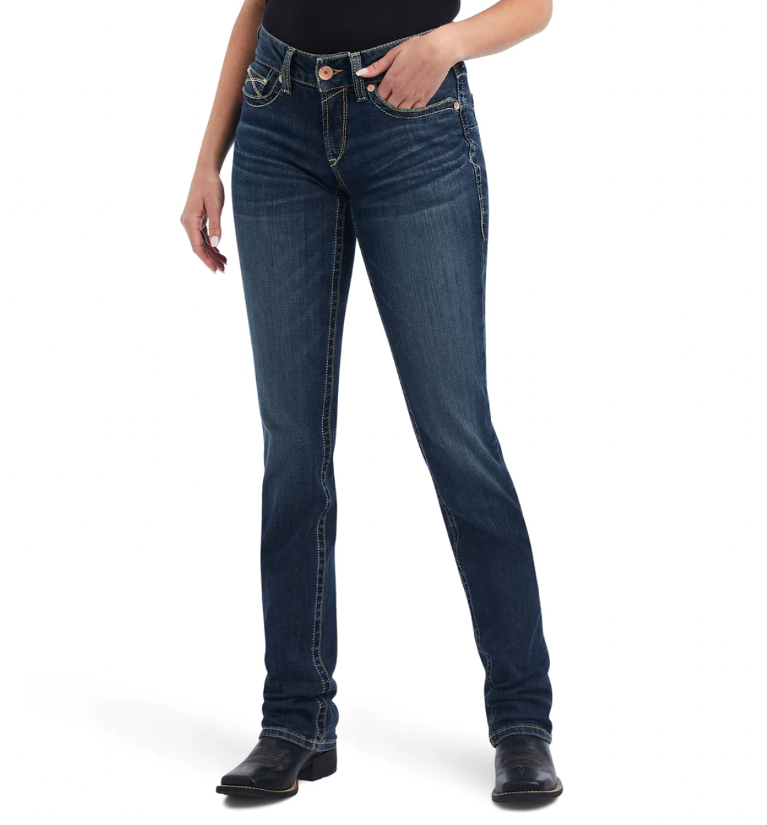 Ariat Womens Real Mid Rise Straight Leg Freesia Pasadena