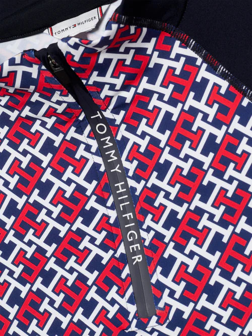 Tommy Hilfiger Denver Cooling Short Sleeve Monogram Training Top with 1/4 Zip