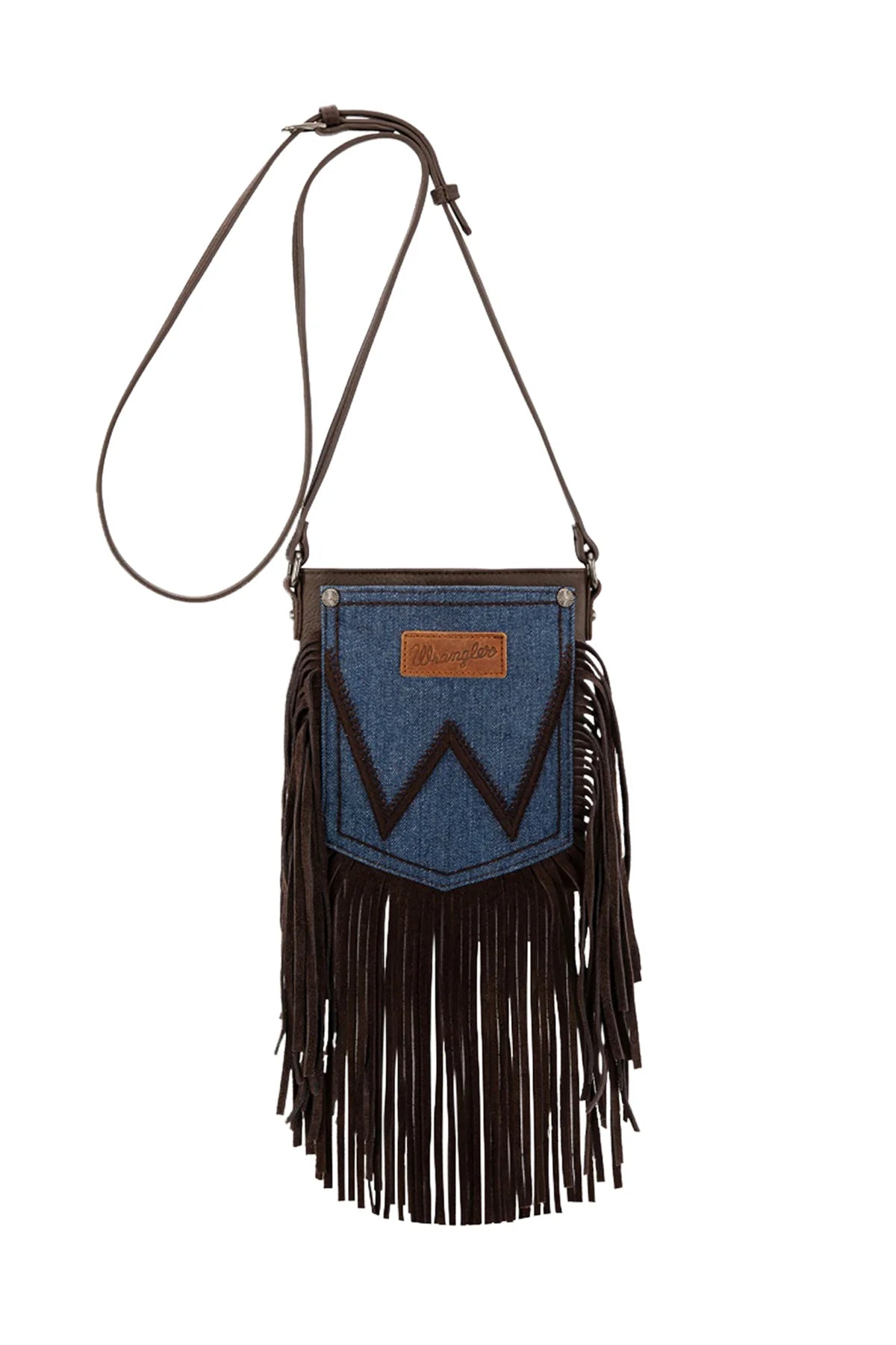 DENIM POCKET FRINGE BAG