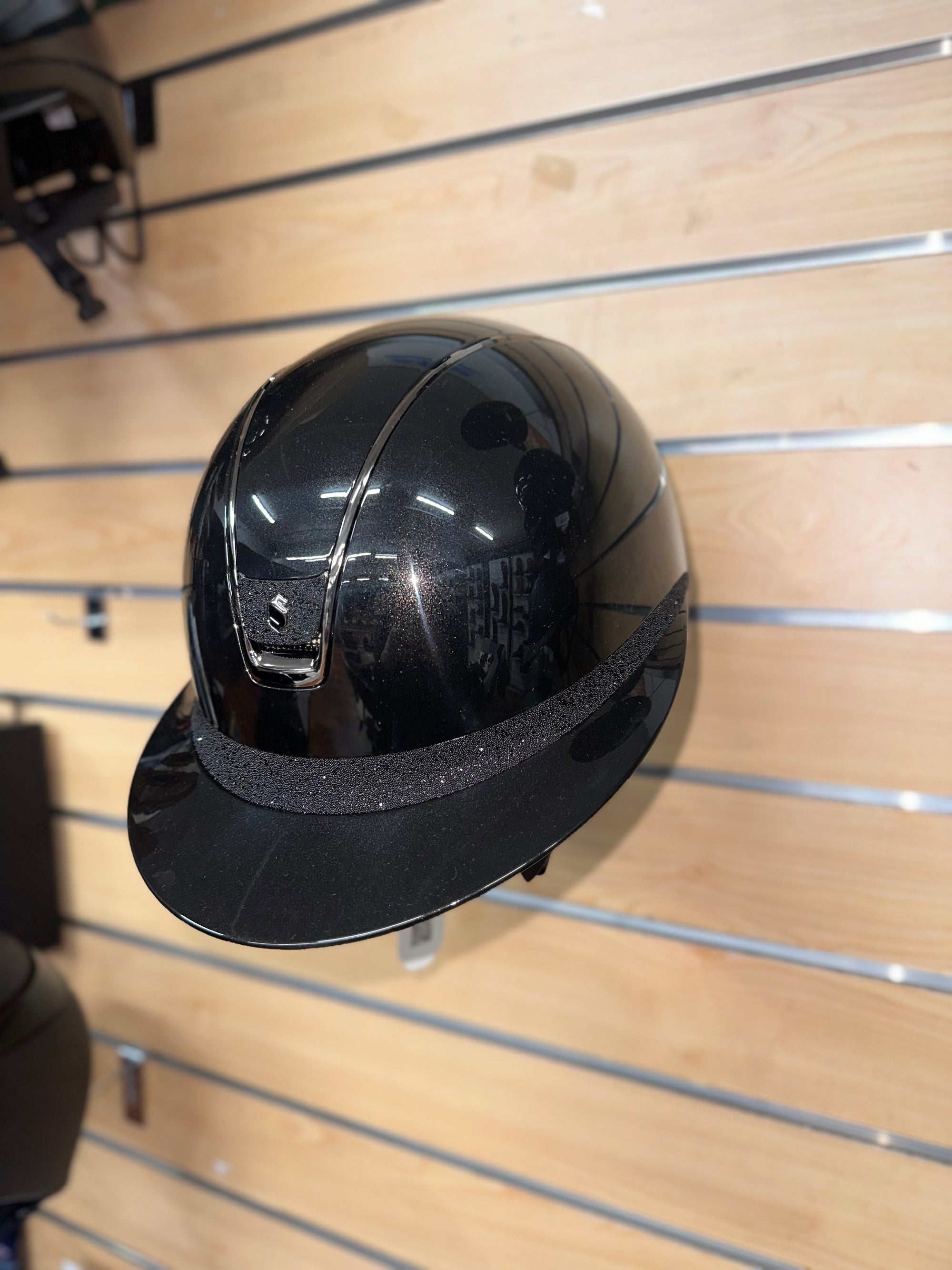Samshield Miss Shield 2.0 Glossy Black with Black Crystal Fabric Blazon and Frontal Band