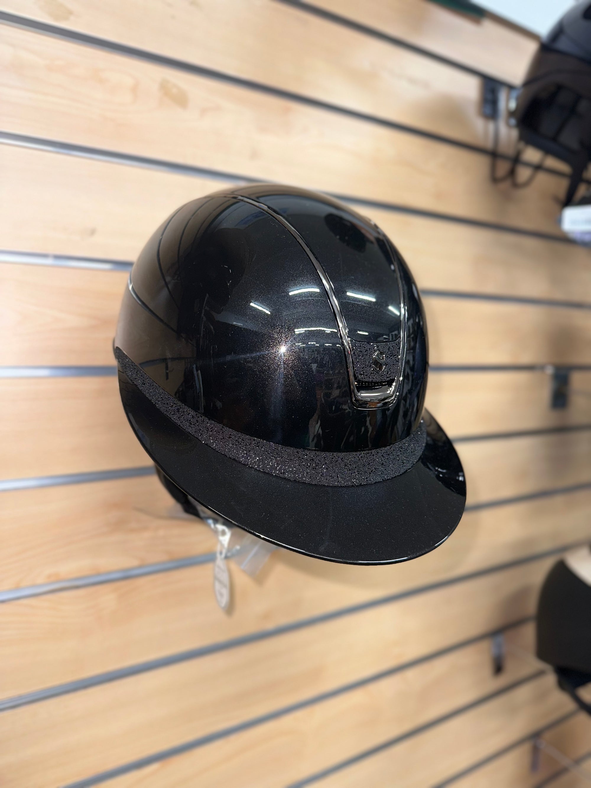 Samshield Miss Shield 2.0 Glossy Black with Black Crystal Fabric Blazon and Frontal Band