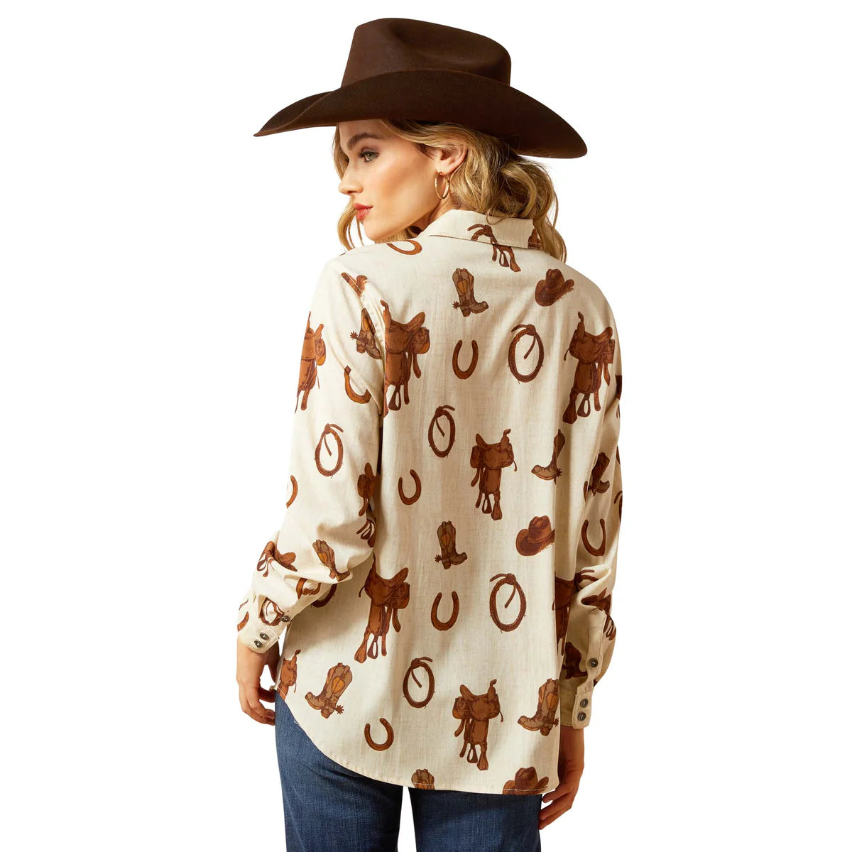 ARIAT WMS H/STYLE LS SHIRT RODEO SPUR PRINT