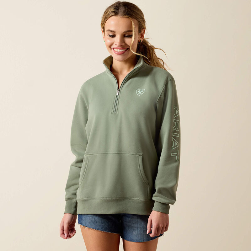 ARIAT WOMENS FOUNDATION LOGO 1/2 ZIP SWEATSHIRT