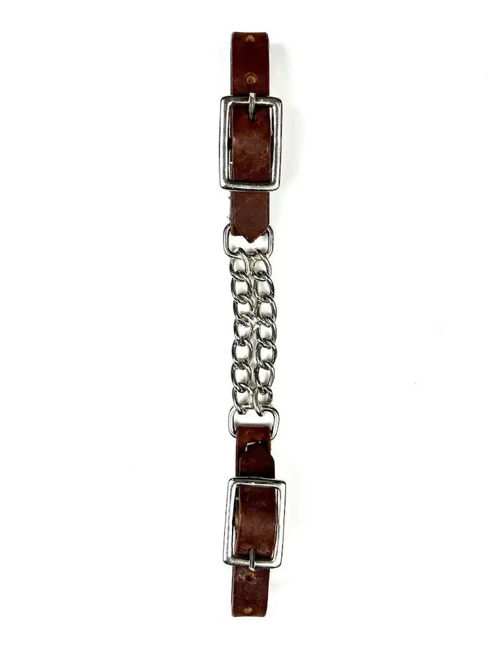 Ezy Ride Curb Strap Double Chain Tan Harness Leather Ends