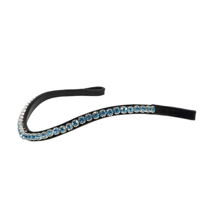 Flexible Fit - Single Row Blue Thin Crystal Wave Browband