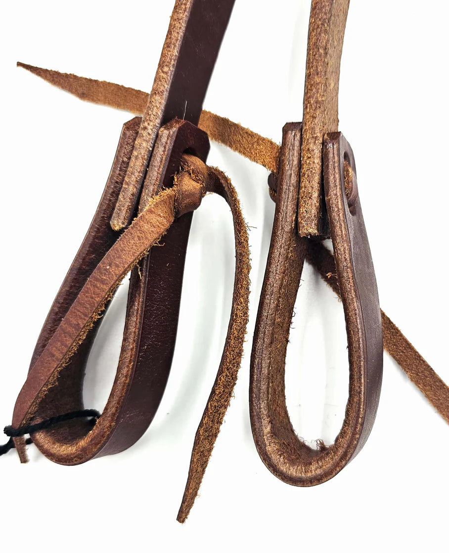 3/4" Harness Leather Split Reins w/ Tie ends 6'6" long