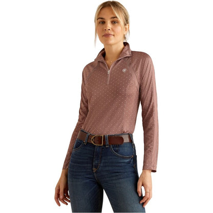 Ariat Womens Sunstopper 3.0 Long Sleeve Baselayer- Twilight Mauve Dot