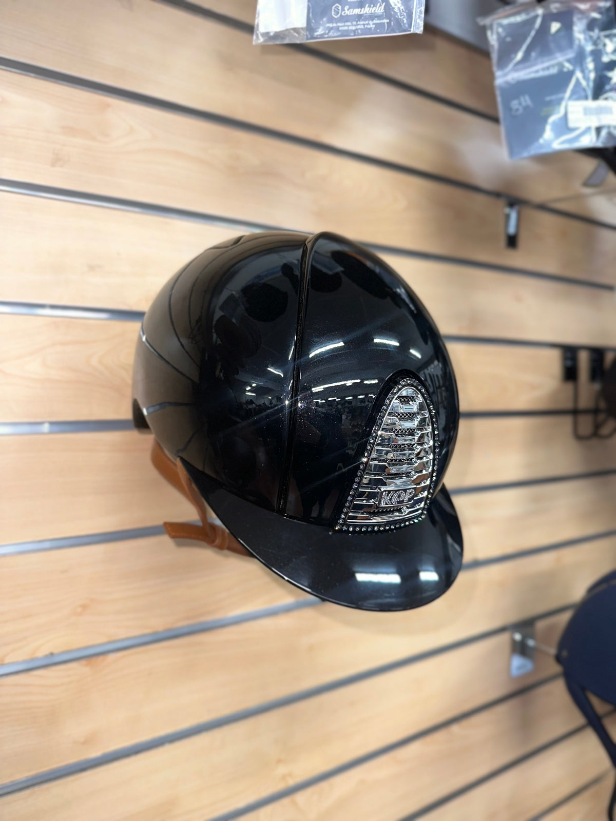 Kep Cromo 2.0 Polish Black with Leather Beige Chin Strap & Silver Night Crystal Frame