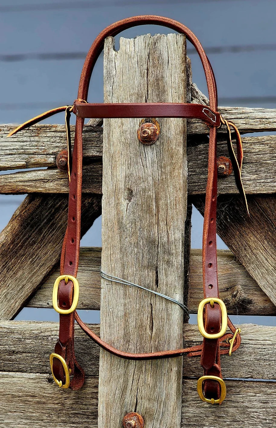 The "BILLINGS" USA Oil Harness Leather Double Buckle Headstall