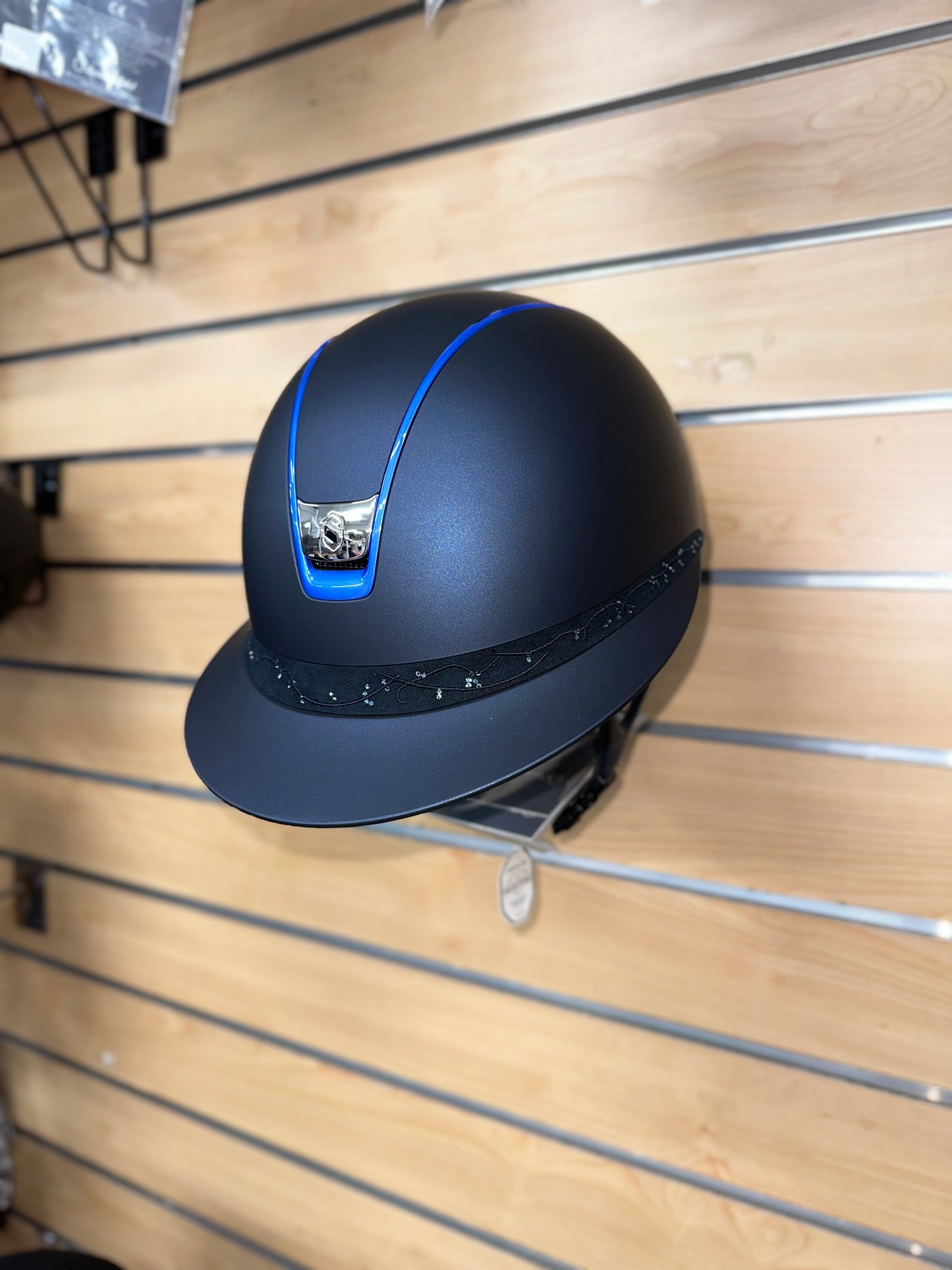 Samshield Miss Shield 2.0 Matt Blue with Crystal Fabric Frontal Band and Crome Blue Trim