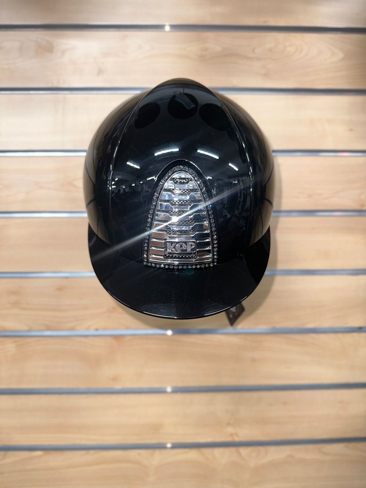 Kep Cromo 2.0 Polish Black with Leather Beige Chin Strap & Silver Night Crystal Frame