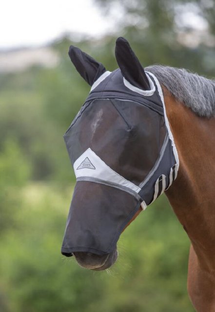 Shires FlyGuard Pro Fine Mesh Fly Mask with Ears & Nose Extension