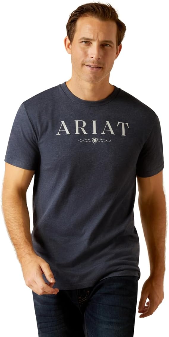 Ariat Mens B&amp;W Logo T-Shirt - Navy Heather