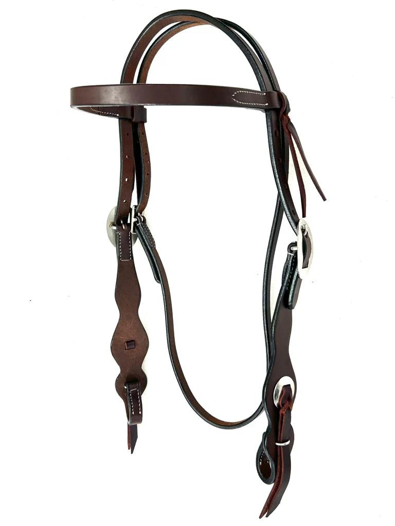 The "RIFLEMAN" USA "Chestnut" leather headstall w Concho Quick Change