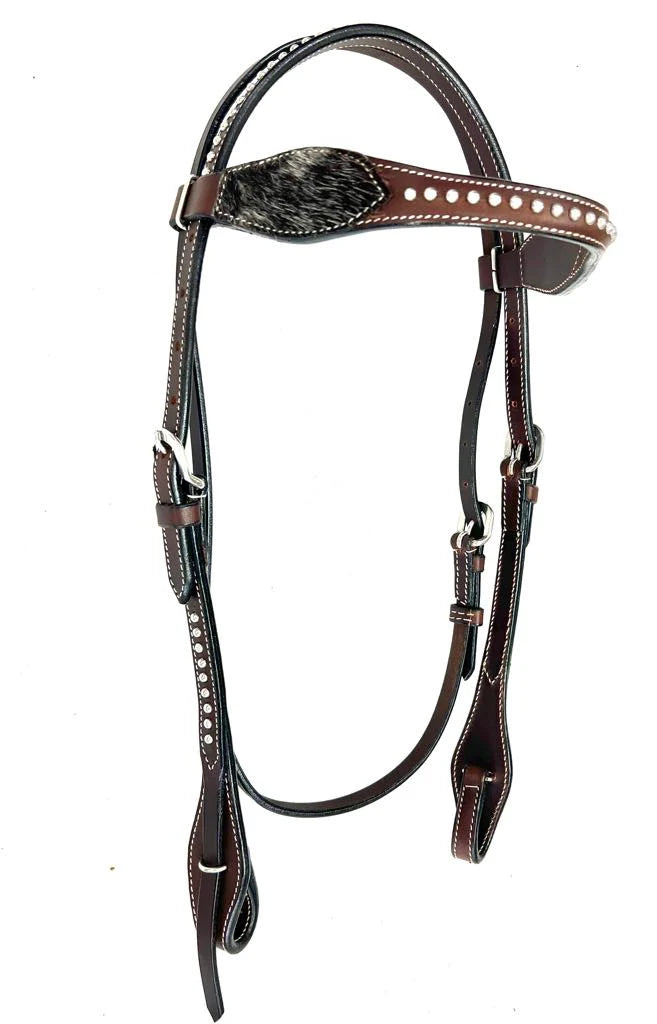 SLC 'GUNSMOKE" Hair on Hide Headstall with silver studs