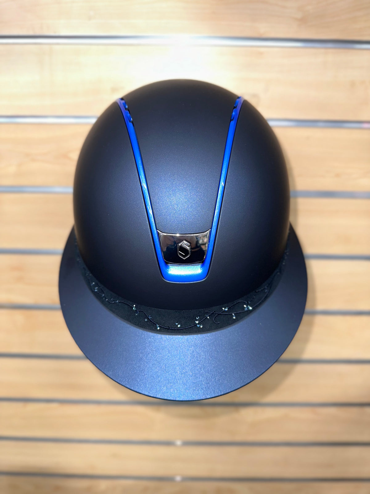 Samshield Miss Shield 2.0 Matt Blue with Crystal Fabric Frontal Band and Crome Blue Trim