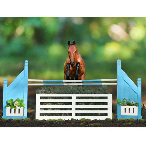 Brush Box Jump - Turquoise and White