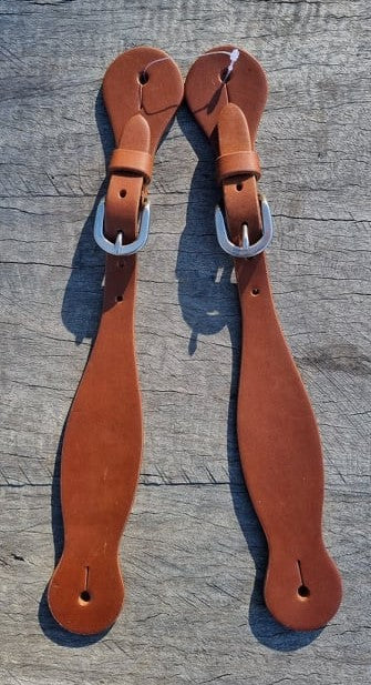 Heavy Oiled USA Harness Leather Shaped Spur Straps