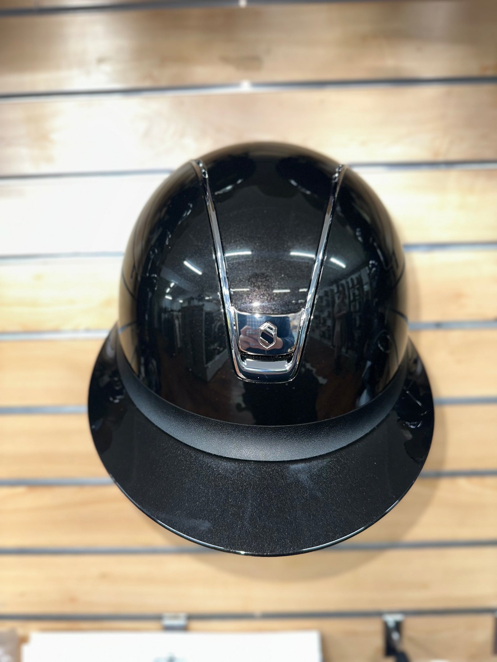 Samshield Miss Shield 2.0 Glossy Blk Shell & Top w Leather Band & Chrome Trim & Blazon