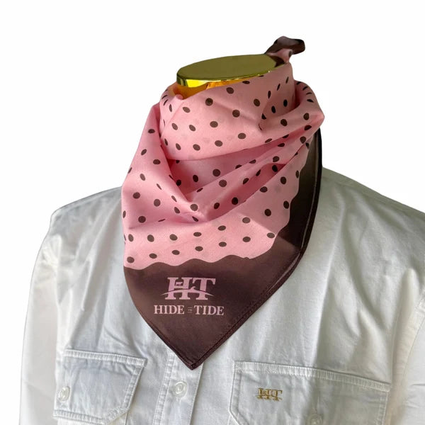 Hide to Tide Scarf - Pink Choc Polka