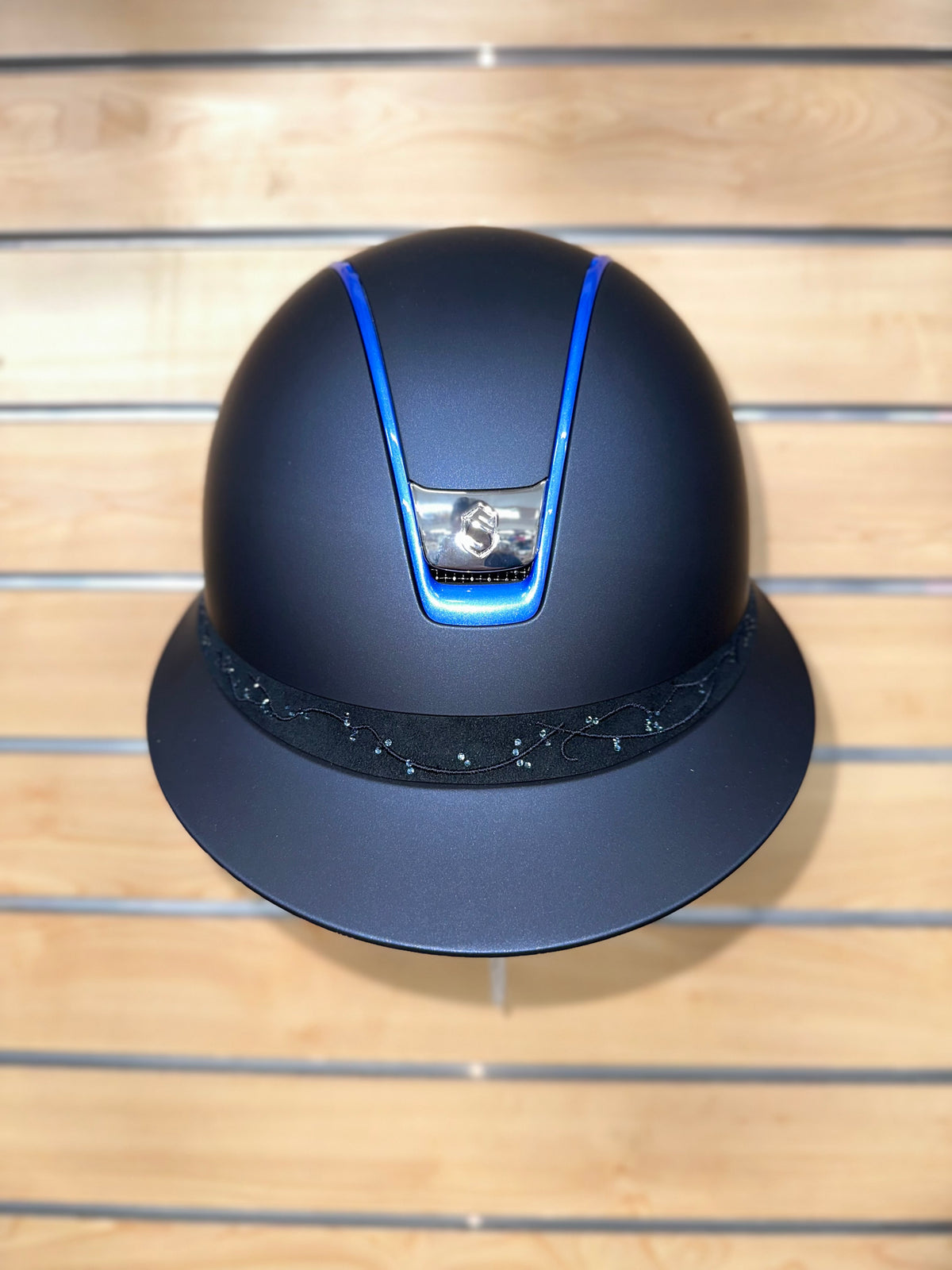 Samshield Miss Shield 2.0 Matt Blue with Crystal Fabric Frontal Band and Crome Blue Trim