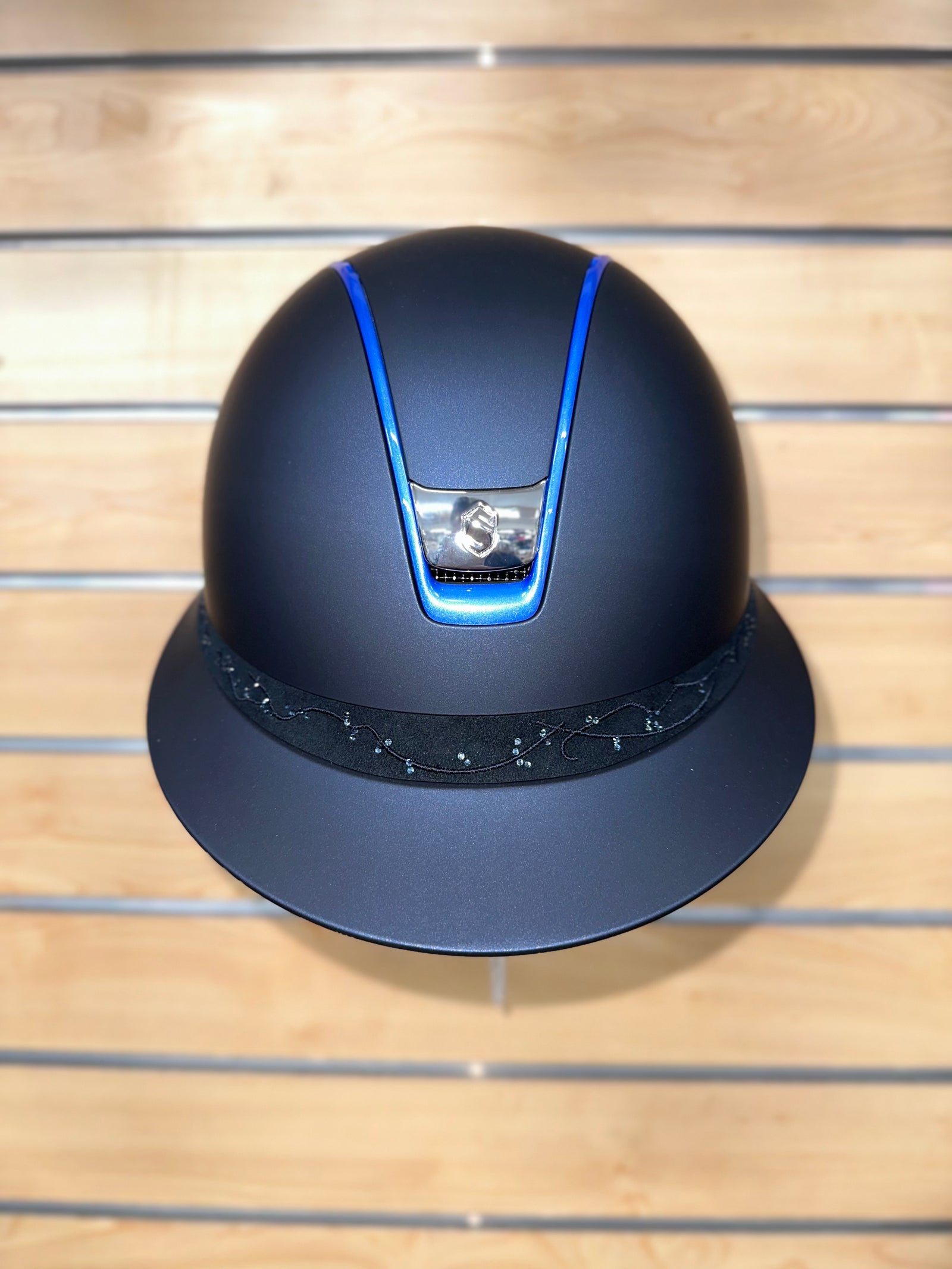 Samshield Miss Shield 2.0 Matt Blue with Crystal Fabric Frontal Band and Crome Blue Trim