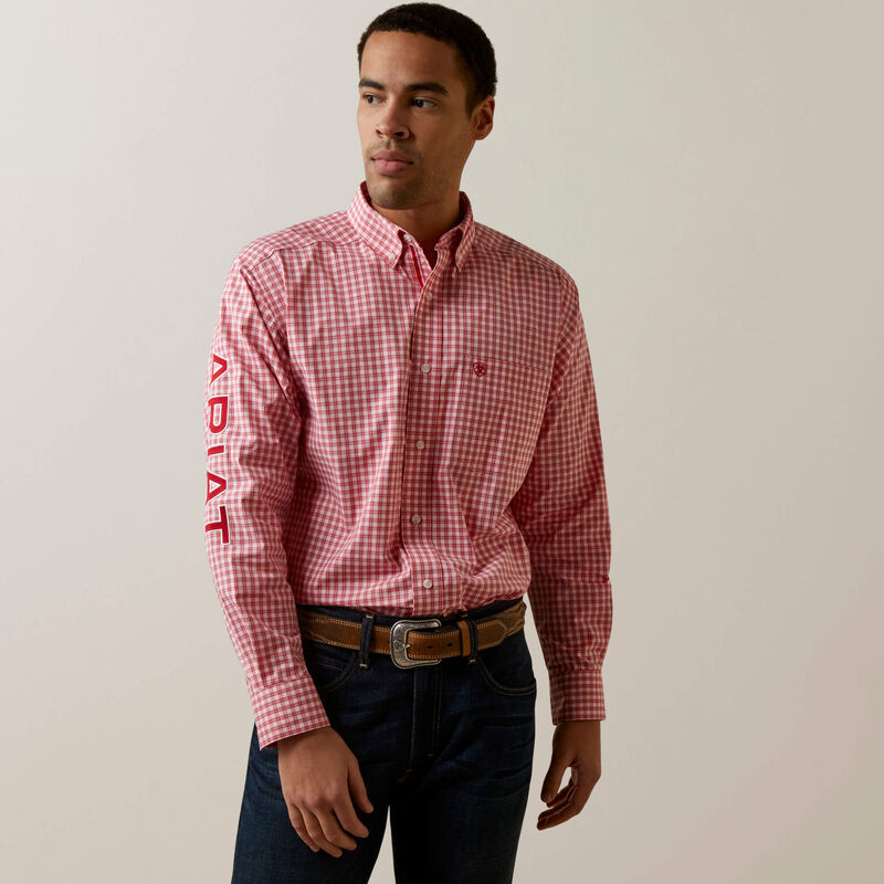 ARIAT MNS PRO SERIES TEAM DUSTIN CLASSIC LS SHIRT RED