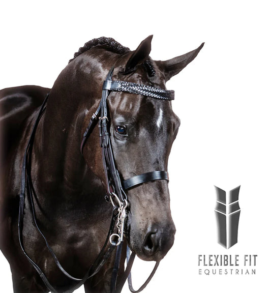 Flexible Fit Premium Black Double Show Bridle 'Elation'