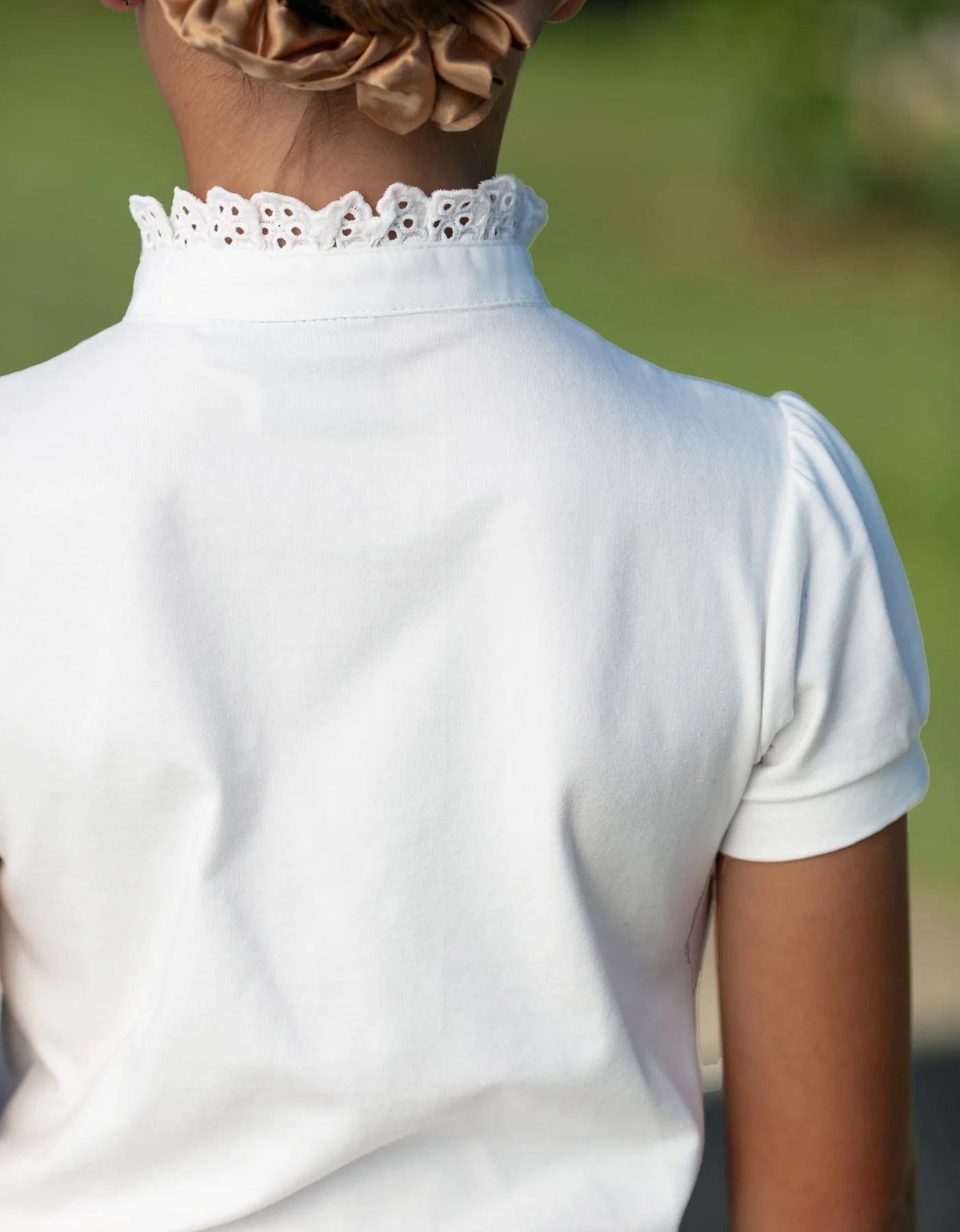 GIddy Up Girl Zoe Lace Front White Ruffle Show Shirt
