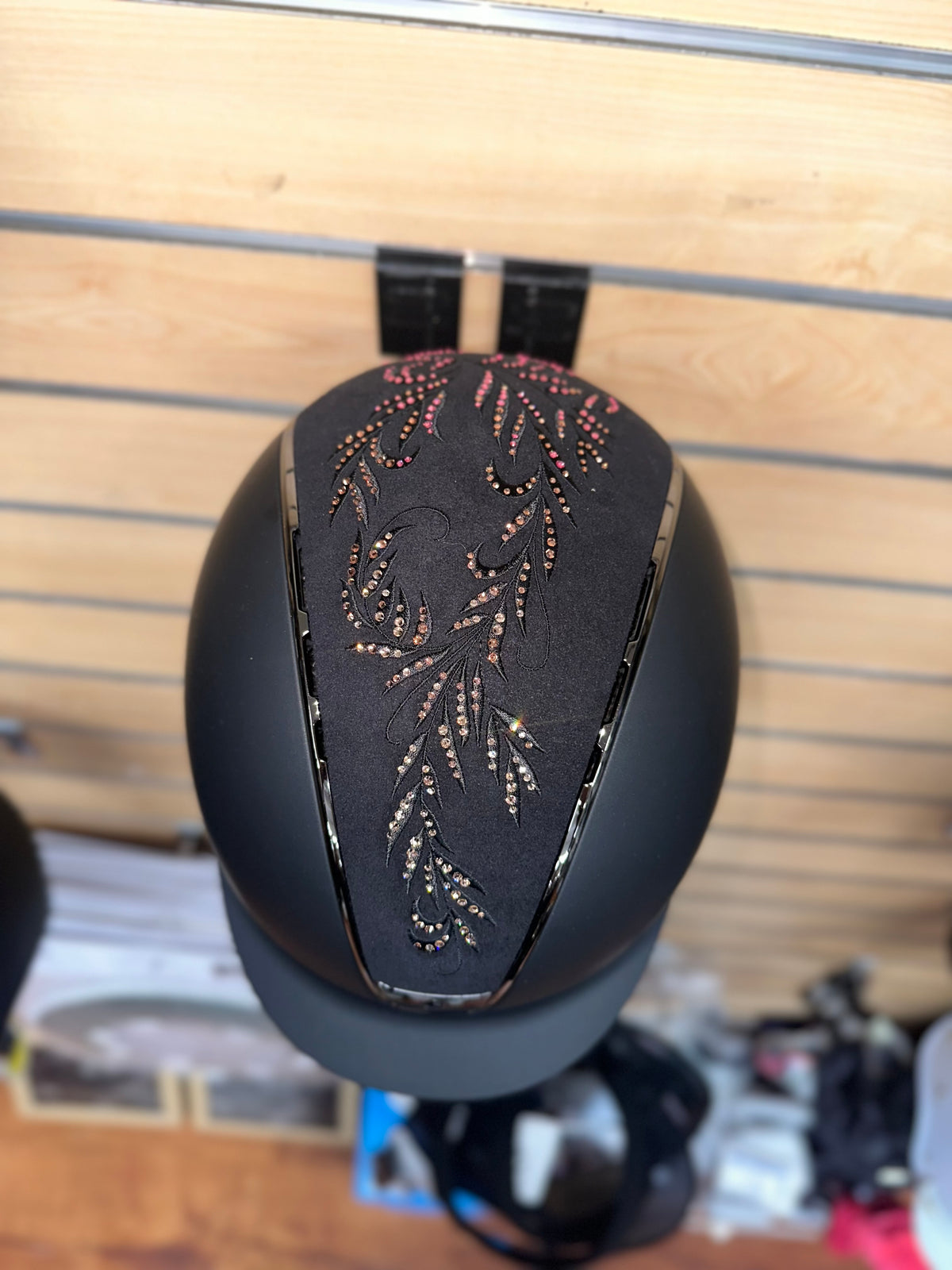 Samsheild Matt Black with Flower Swarovski Vintage Rose Top and Chrome Black Finishes