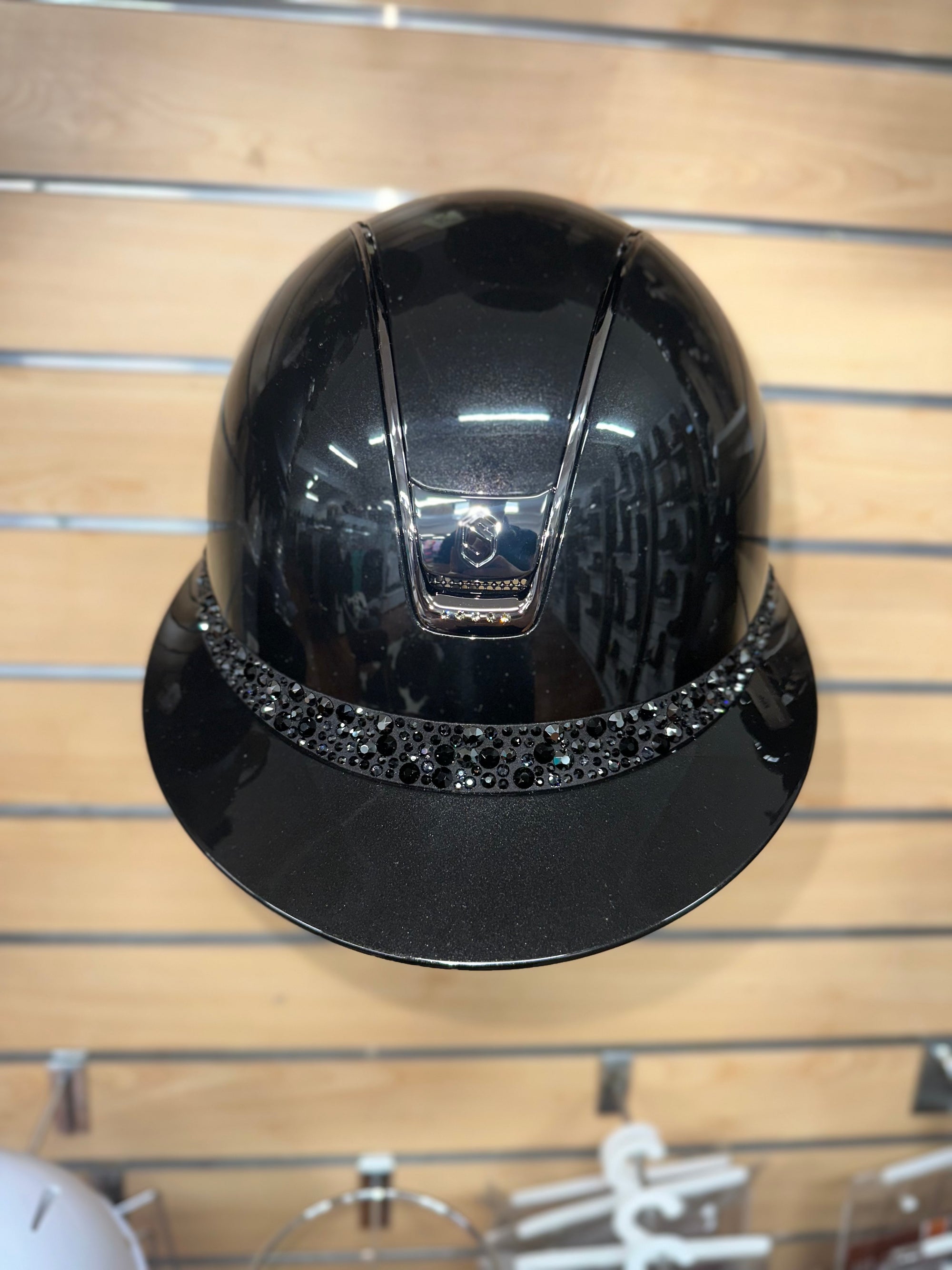 Samshield Miss Shield 2.0 Glossy Black w Blk Chrome Trim 5 Crys Blk Swarovski and Blk Glacier Blazon