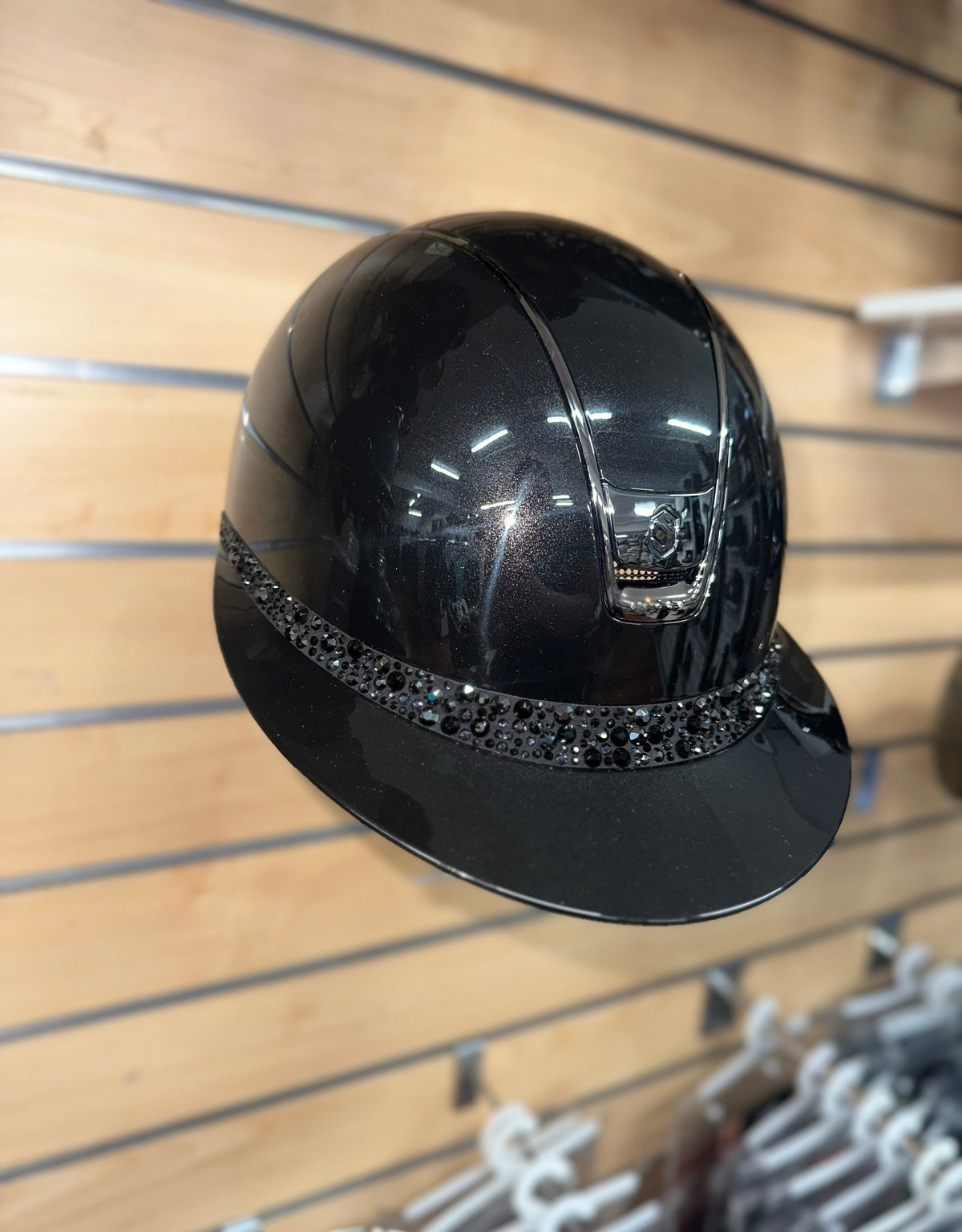 Samshield Miss Shield 2.0 Glossy Black w Blk Chrome Trim 5 Crys Blk Swarovski and Blk Glacier Blazon