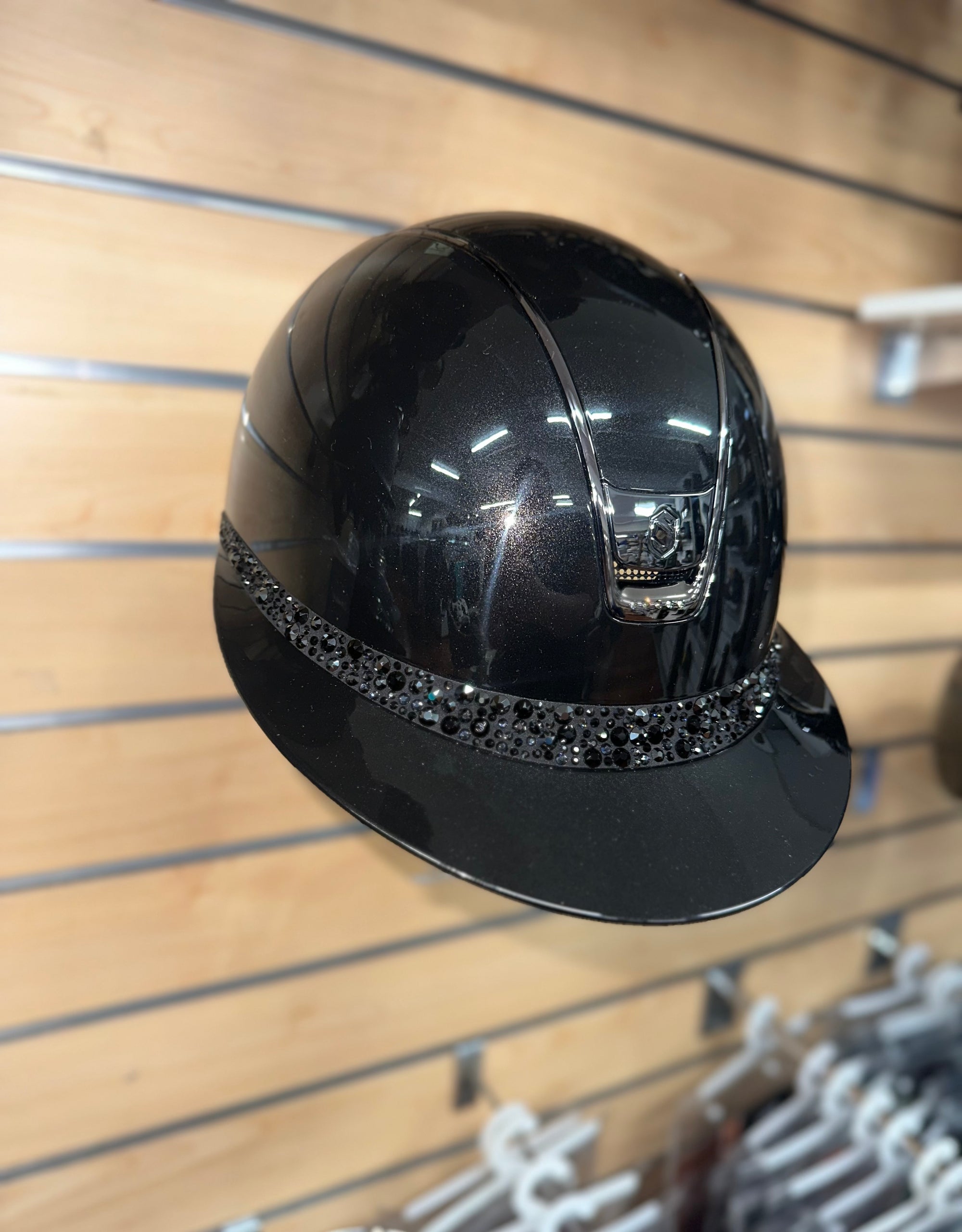 Samshield Miss Shield 2.0 Glossy Black w Blk Chrome Trim 5 Crys Blk Swarovski and Blk Glacier Blazon