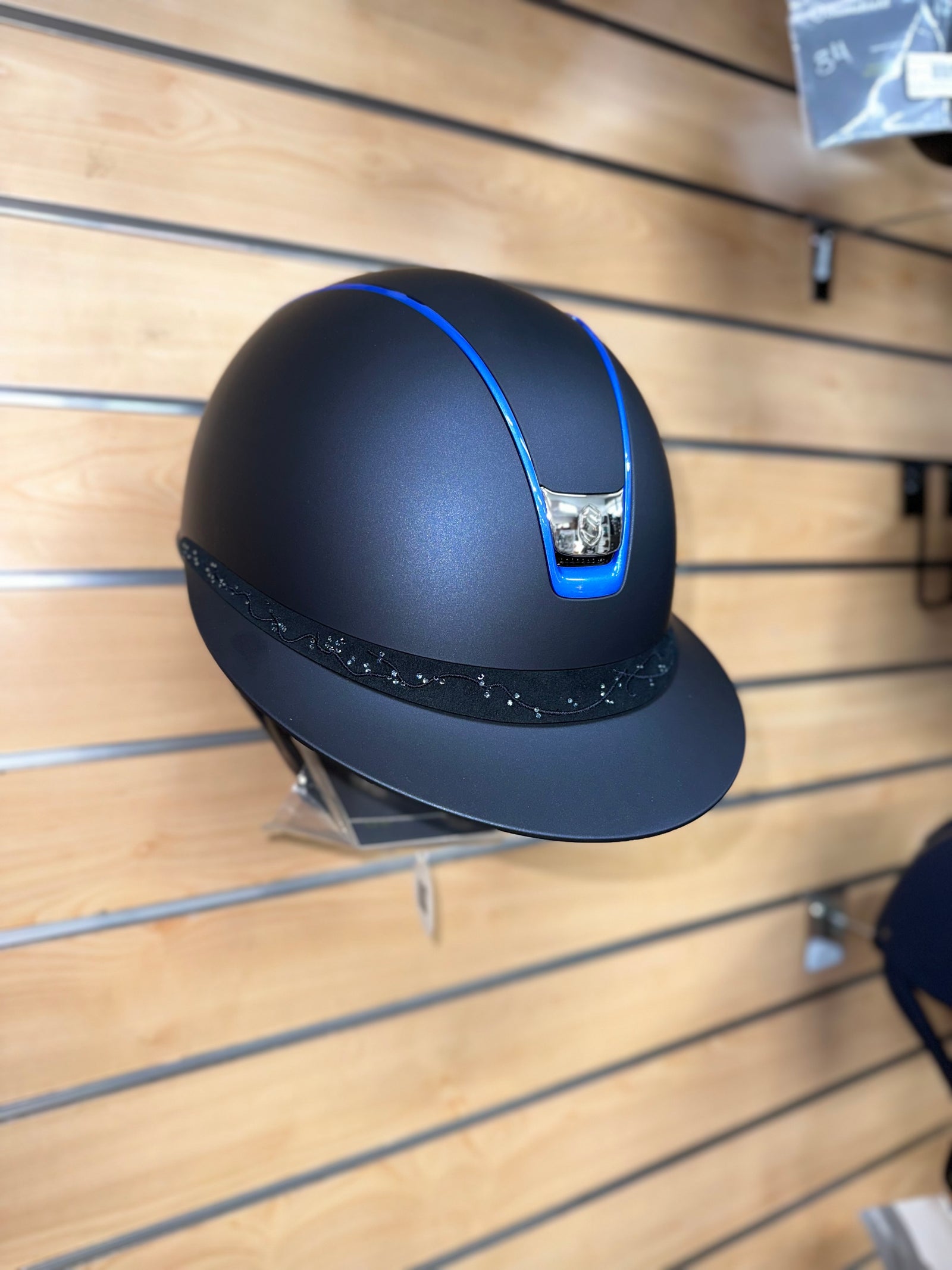 Samshield Miss Shield 2.0 Matt Blue with Crystal Fabric Frontal Band and Crome Blue Trim