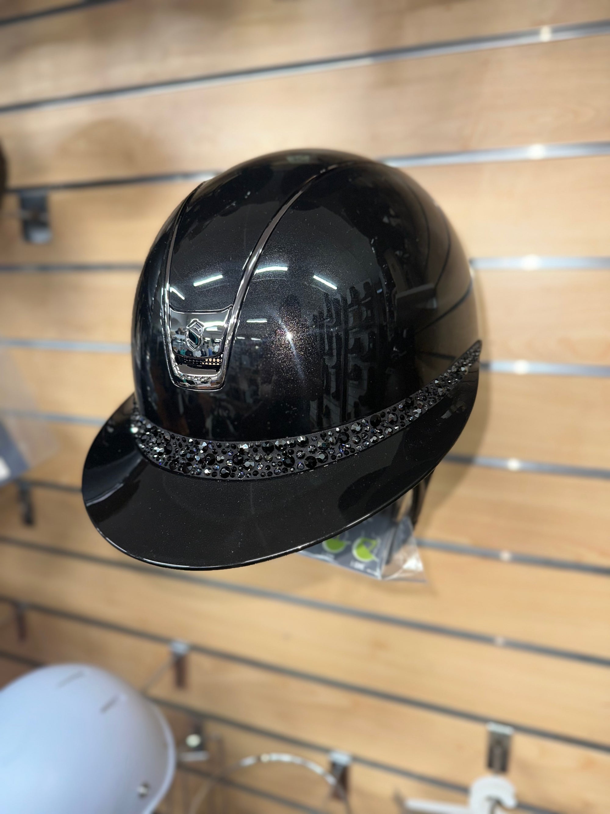 Samshield Miss Shield 2.0 Glossy Black w Blk Chrome Trim 5 Crys Blk Swarovski and Blk Glacier Blazon