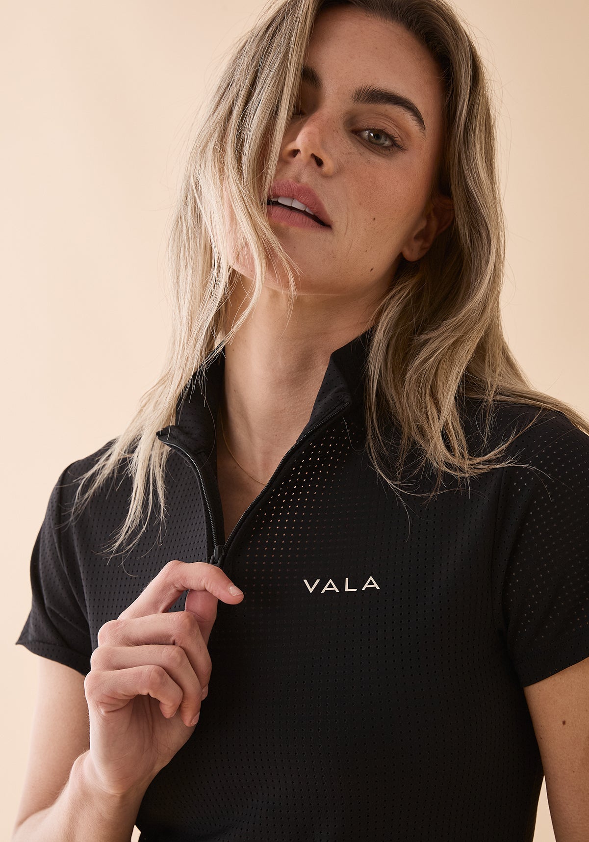 Vala Elsa Mesh Zip Neck Shirt