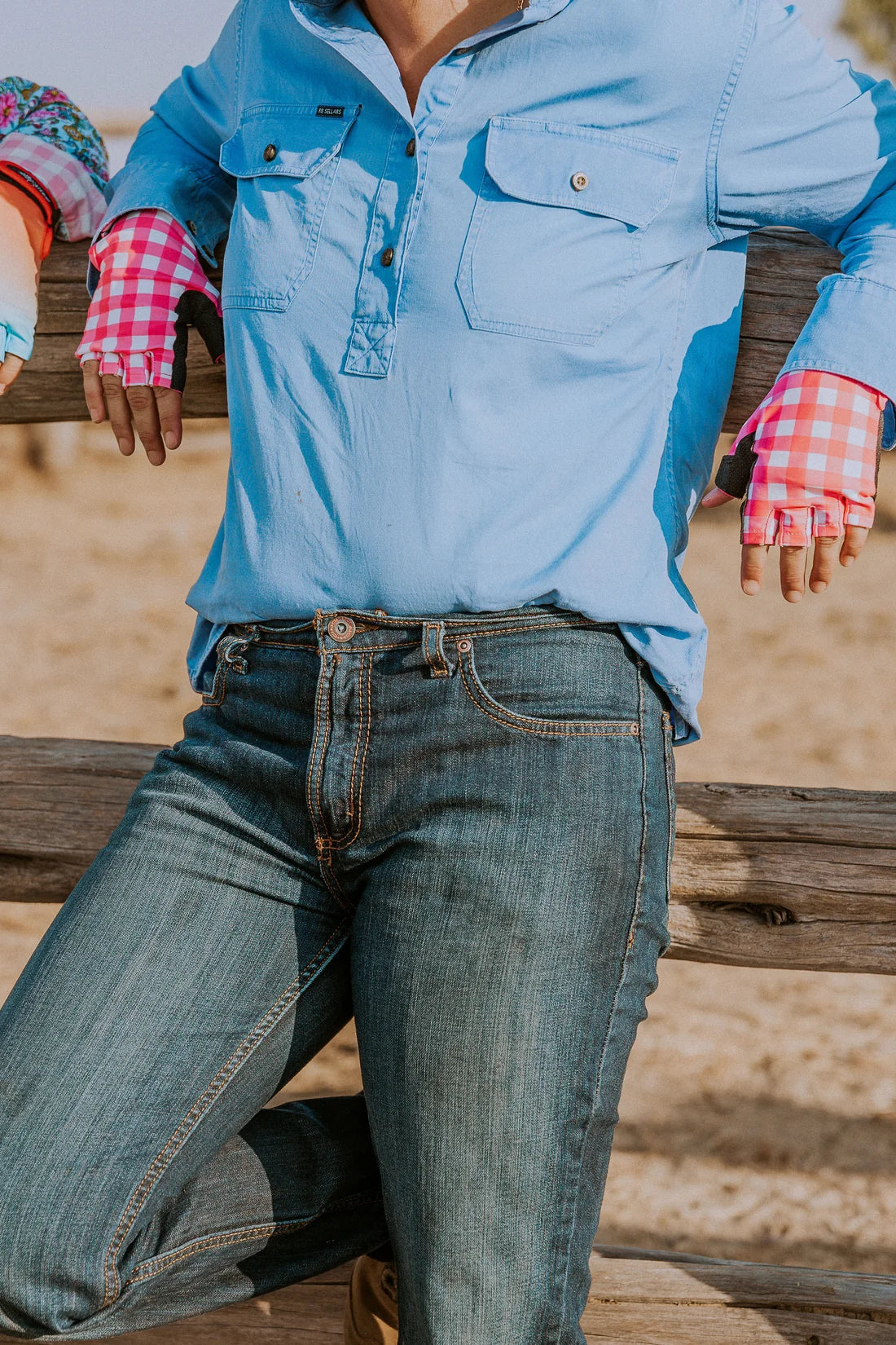 Farm Her Hands UPF50+ Gloves - Gingham Gal | Reinforced Palm Extended Length