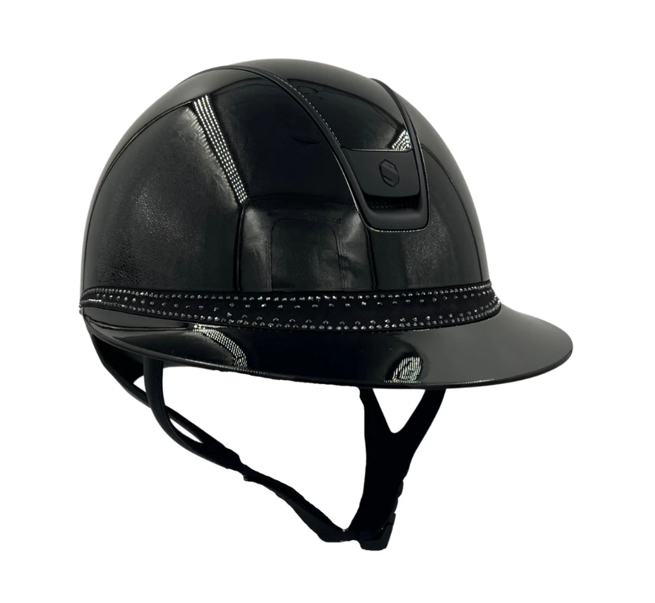 Samshield Miss Shield 2.0 Glossy Black Shell and Top with Blk Tiara Frontal Band and Chrome Black Trim and Blazon