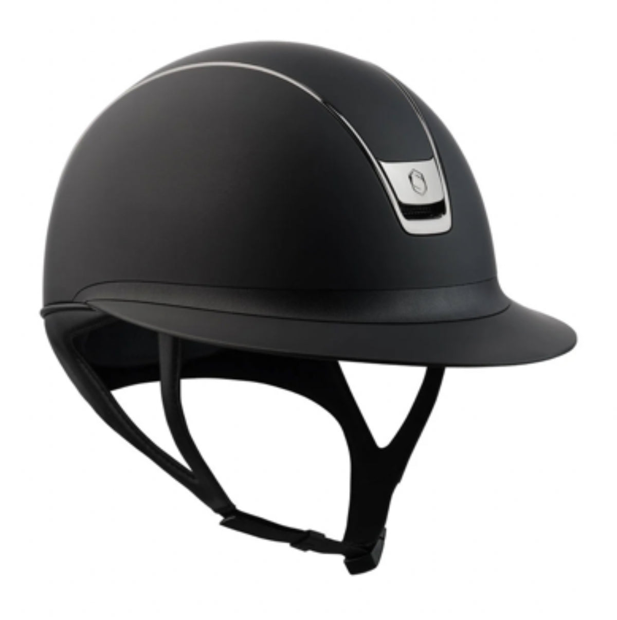 Samshield Miss Shield 2.0 Matt Blk Shell w Blk Frontal Band and Top Chrome Trim and Blazon
