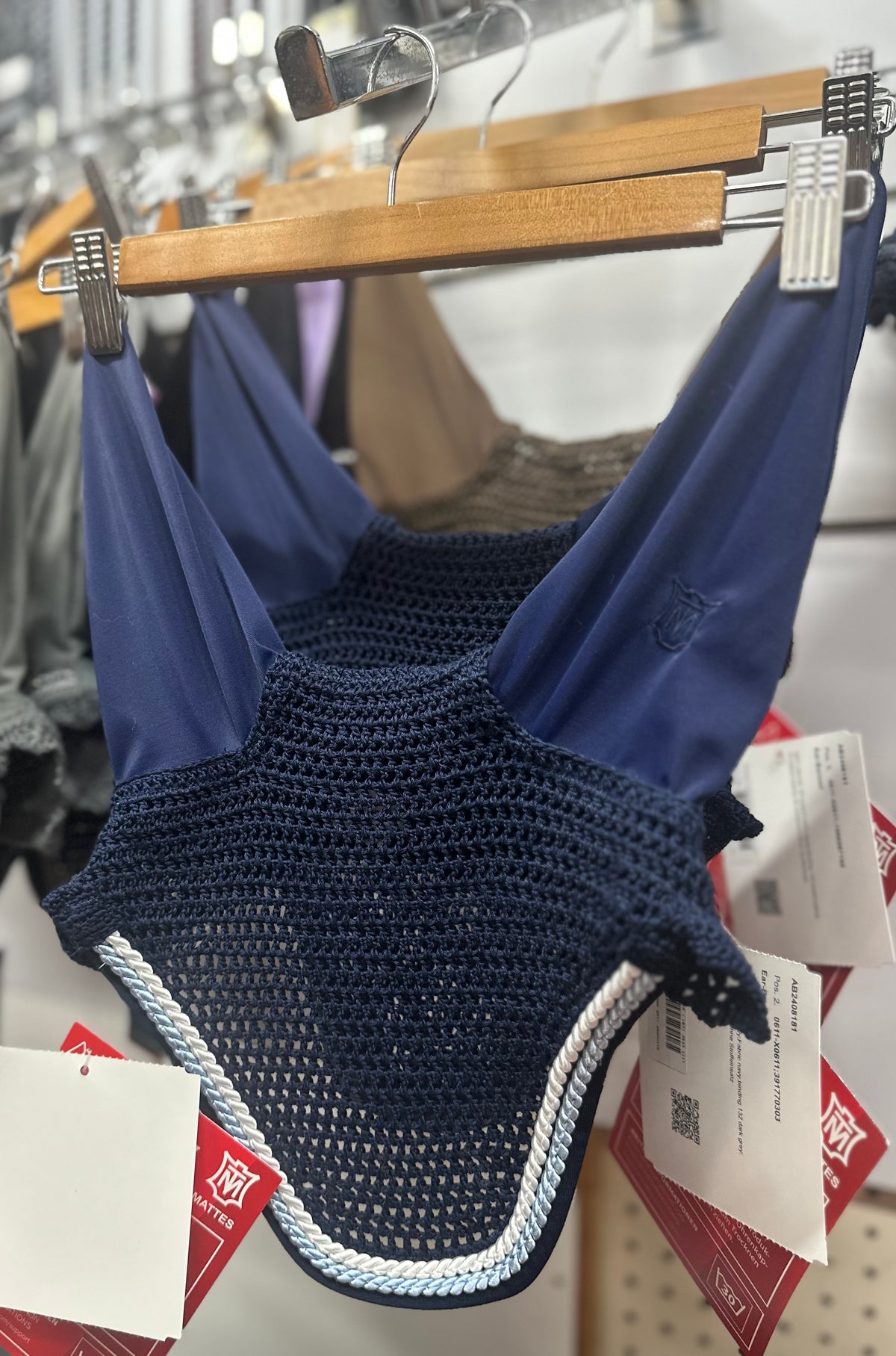 Mattes Ear Bonnet - Navy/ Ice Blue &amp; White