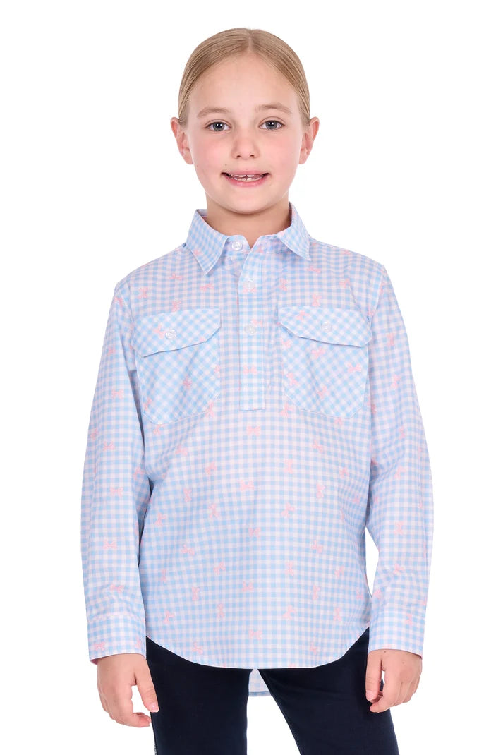 KIDS LILLIA 1/2 PLKT LS SHIRT